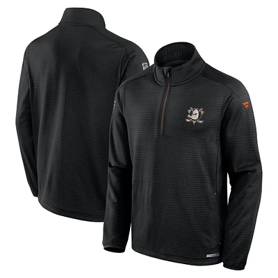 Men's Fanatics Black Anaheim Ducks Authentic Pro Rink Quarter-Zip Top