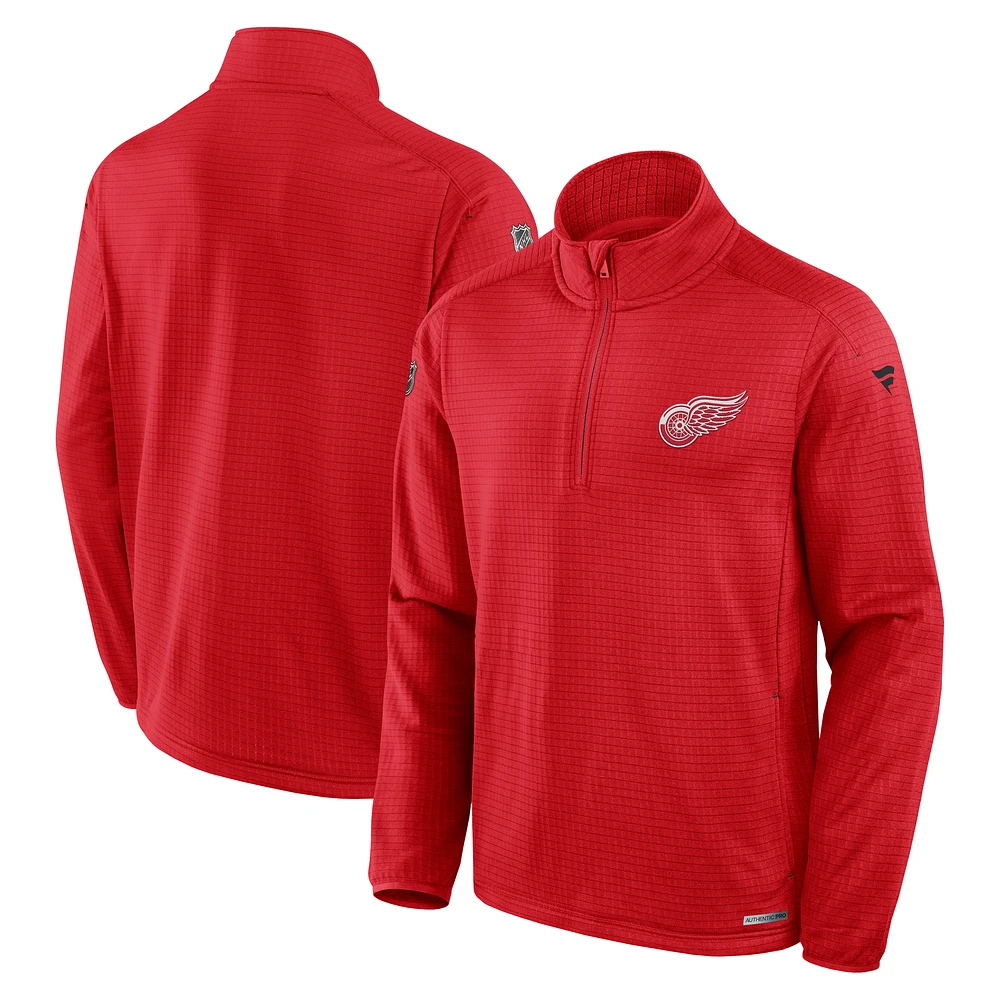 Men's Fanatics Red Detroit Wings Authentic Pro Rink Quarter-Zip Top
