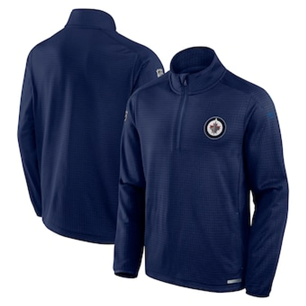 Men's Fanatics Navy Winnipeg Jets Authentic Pro Rink Quarter-Zip Top