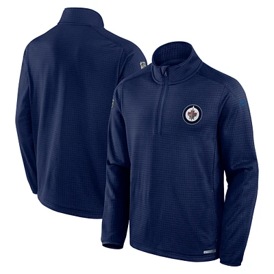Men's Fanatics Navy Winnipeg Jets Authentic Pro Rink Quarter-Zip Top