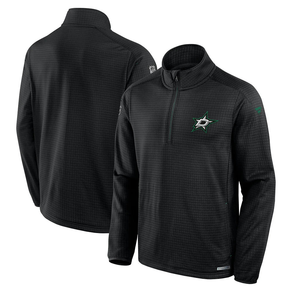 Men's Fanatics Black Dallas Stars Authentic Pro Rink Quarter-Zip Top