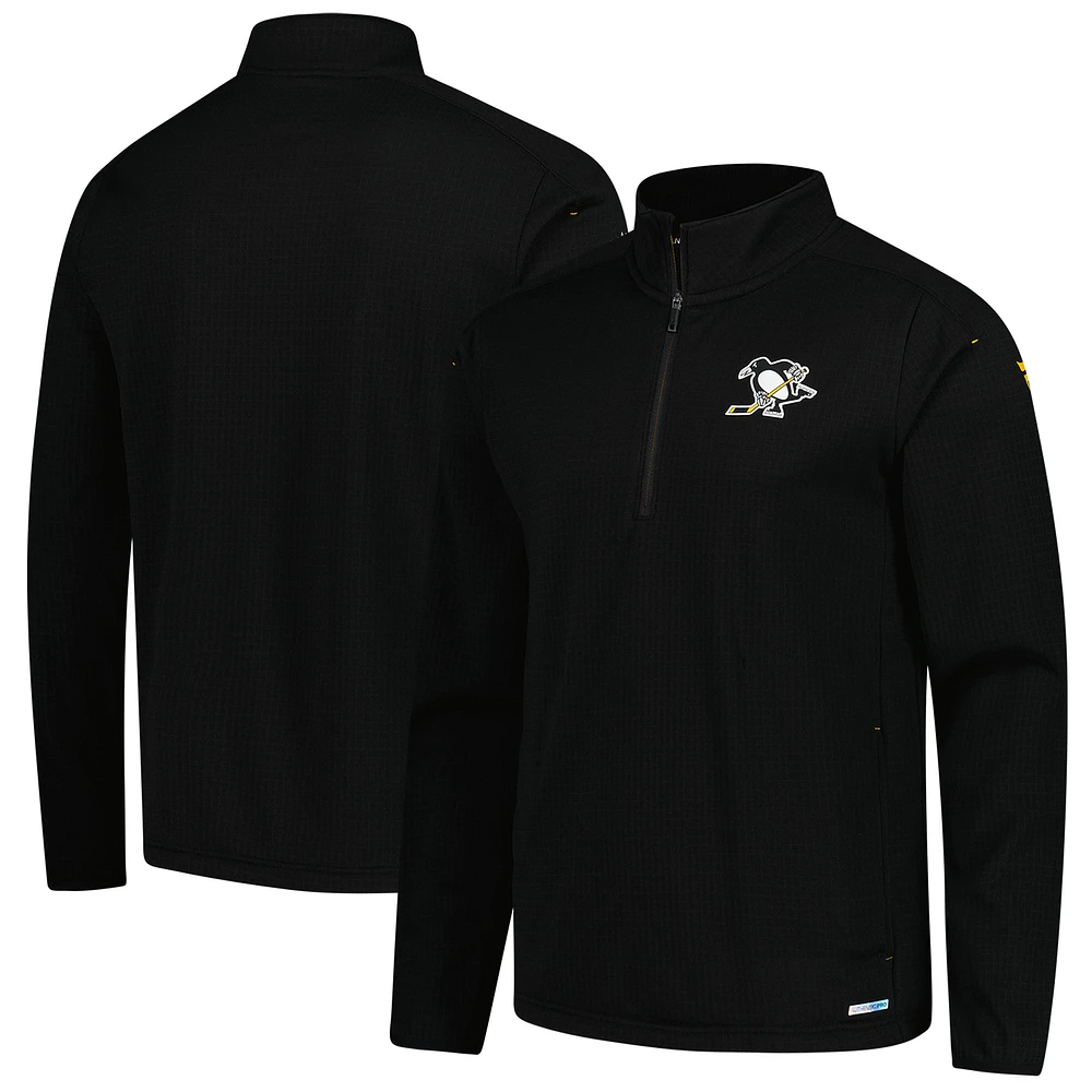Men's Fanatics Black Pittsburgh Penguins Authentic Pro Fleece Quarter-Zip Jacket