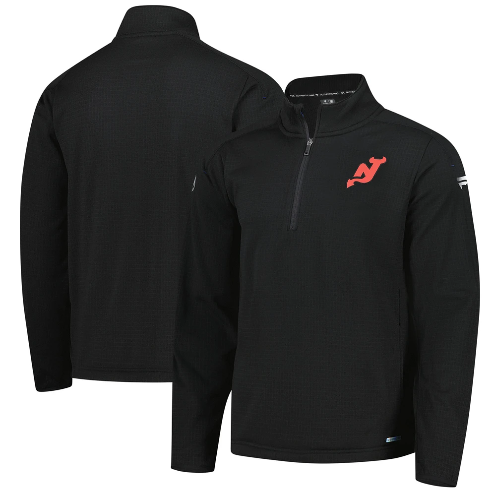 Men's Fanatics Black New Jersey Devils Authentic Pro Fleece Quarter-Zip Jacket