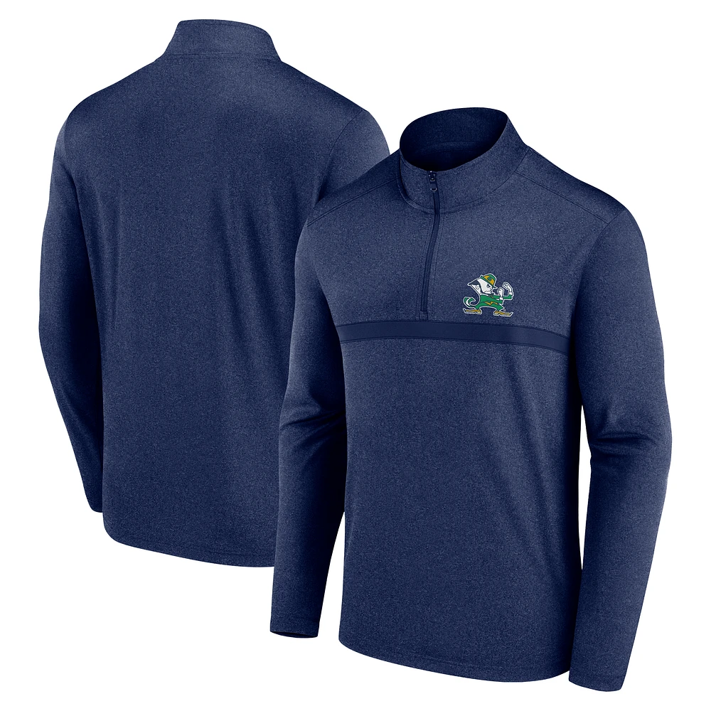 Men's Heather Navy Notre Dame Fighting Irish Head to Quarter-Zip Top