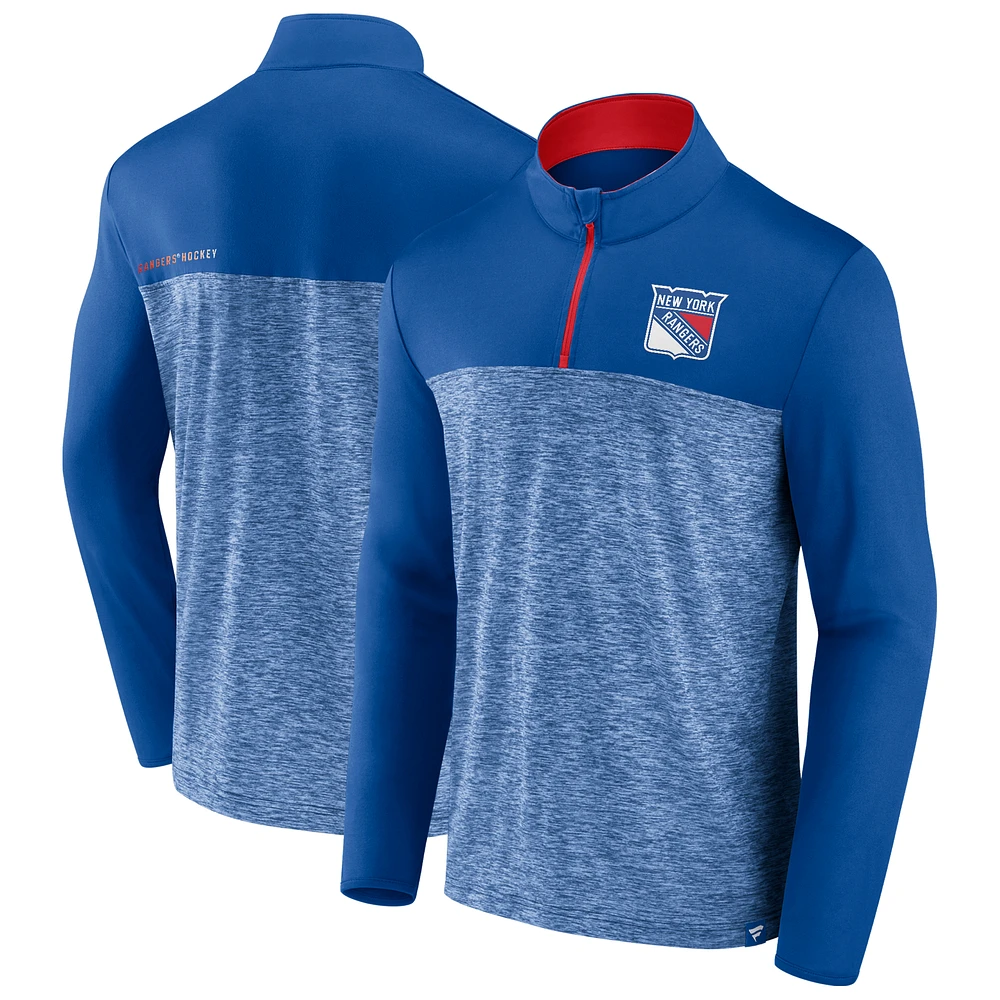 Men's Fanatics Blue New York Rangers Iconic Defender Quarter-Zip Jacket