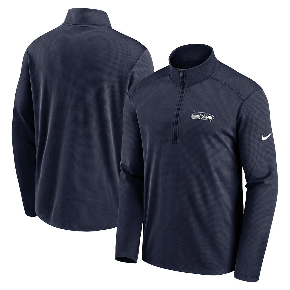 Men's Nike College Navy Seattle Seahawks Pacer Half-Zip Pullover