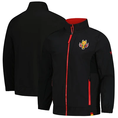 Men's Fanatics Black Calgary Flames Woven Rink Full-Zip Jacket