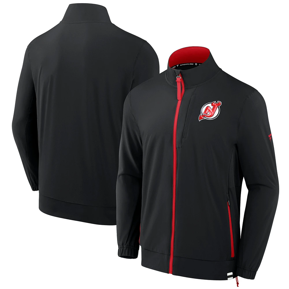 Men's Fanatics Black New Jersey Devils Authentic Pro Rink Coaches Full-Zip Jacket