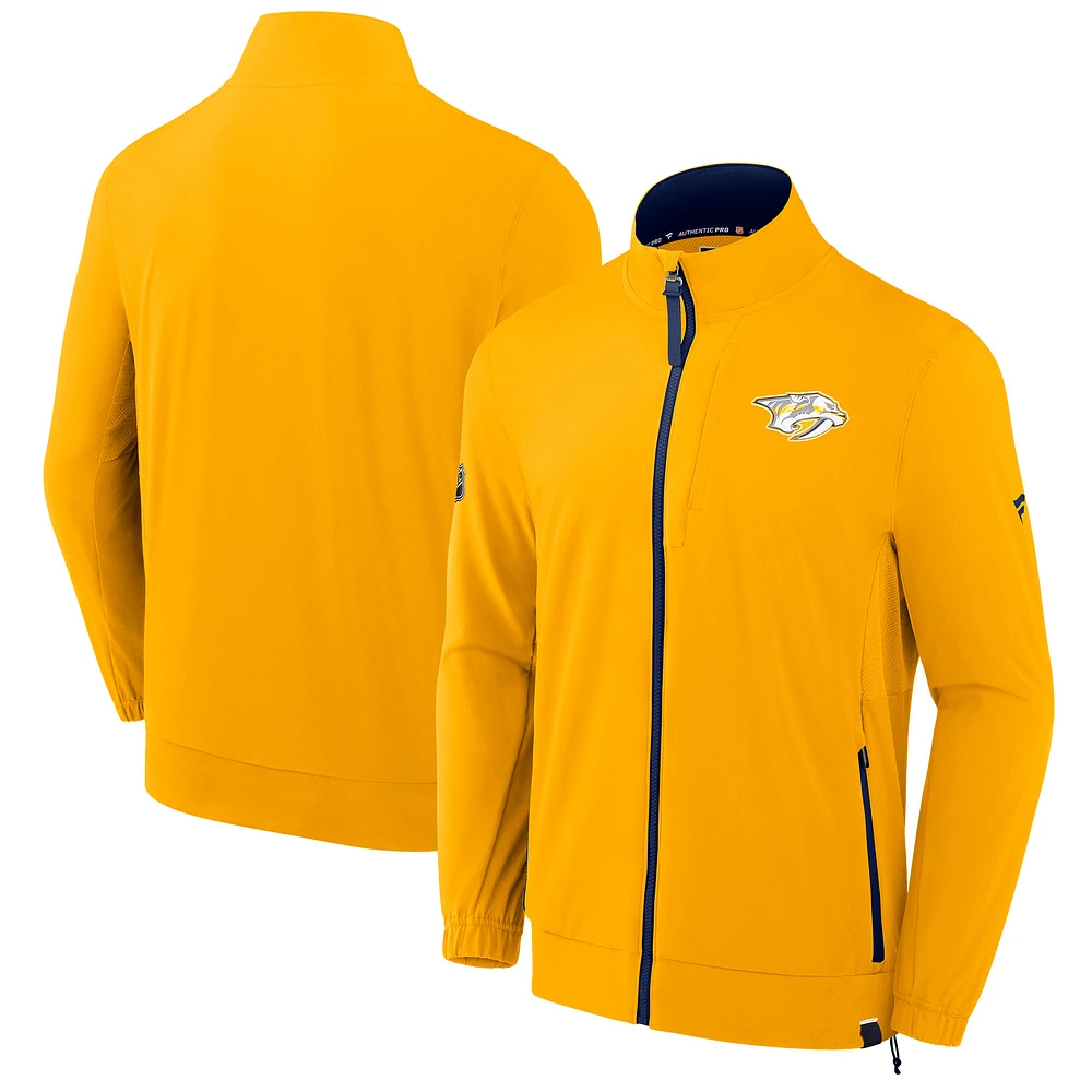 Men's Fanatics Gold Nashville Predators Authentic Pro Rink Coaches Full-Zip Jacket