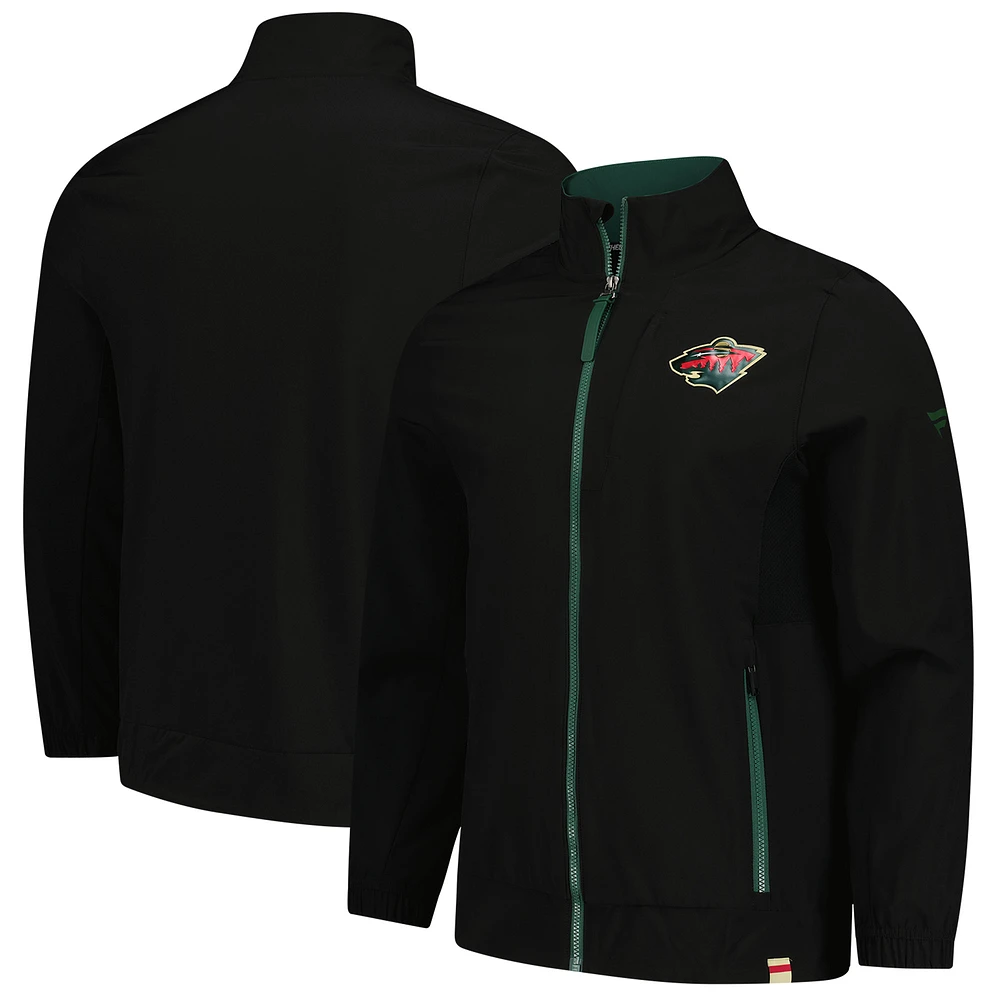 Men's Fanatics Black Minnesota Wild Authentic Pro Rink Coaches Full-Zip Jacket