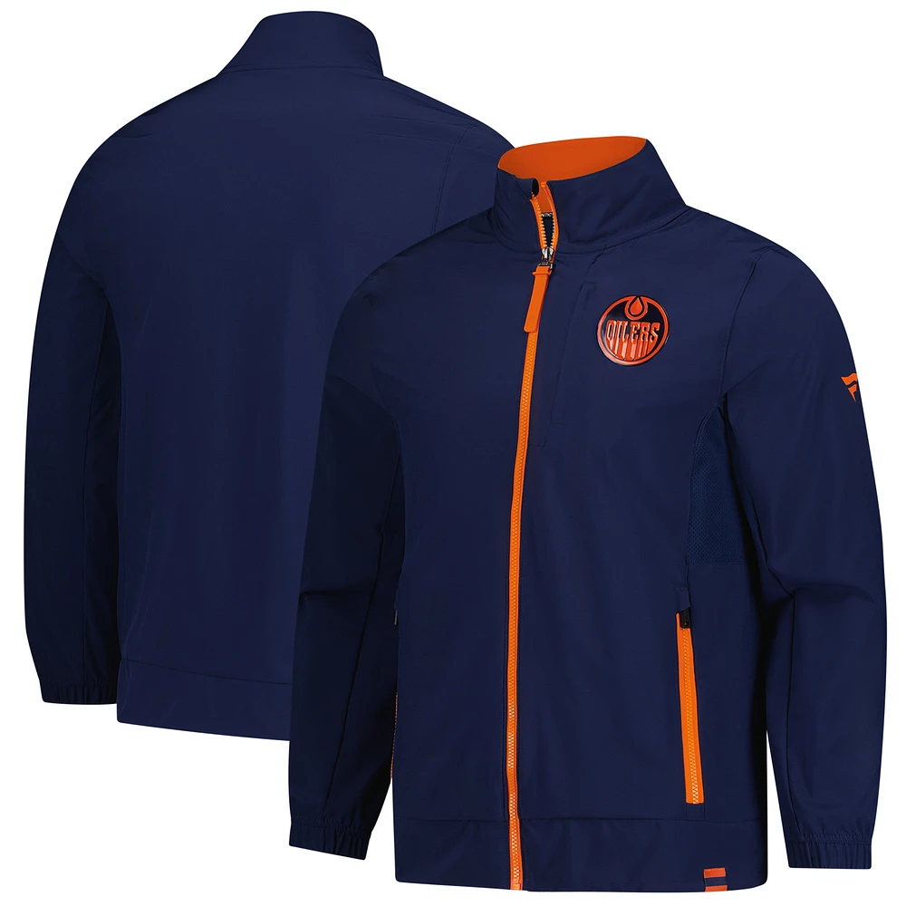 Men's Fanatics Navy Edmonton Oilers Woven Full-Zip Rink Jacket