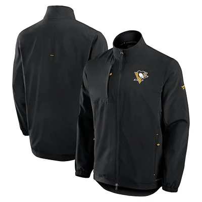 Men's Fanatics Black Pittsburgh Penguins Authentic Pro Rink Coaches Full-Zip Jacket