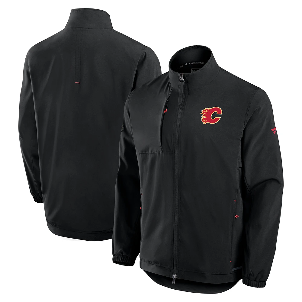Men's Fanatics Black Calgary Flames Authentic Pro Rink Coaches Full-Zip Jacket