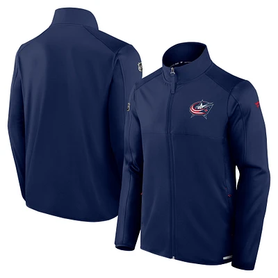 Men's Fanatics Navy Columbus Blue Jackets Authentic Pro Rink Fleece Full-Zip Jacket
