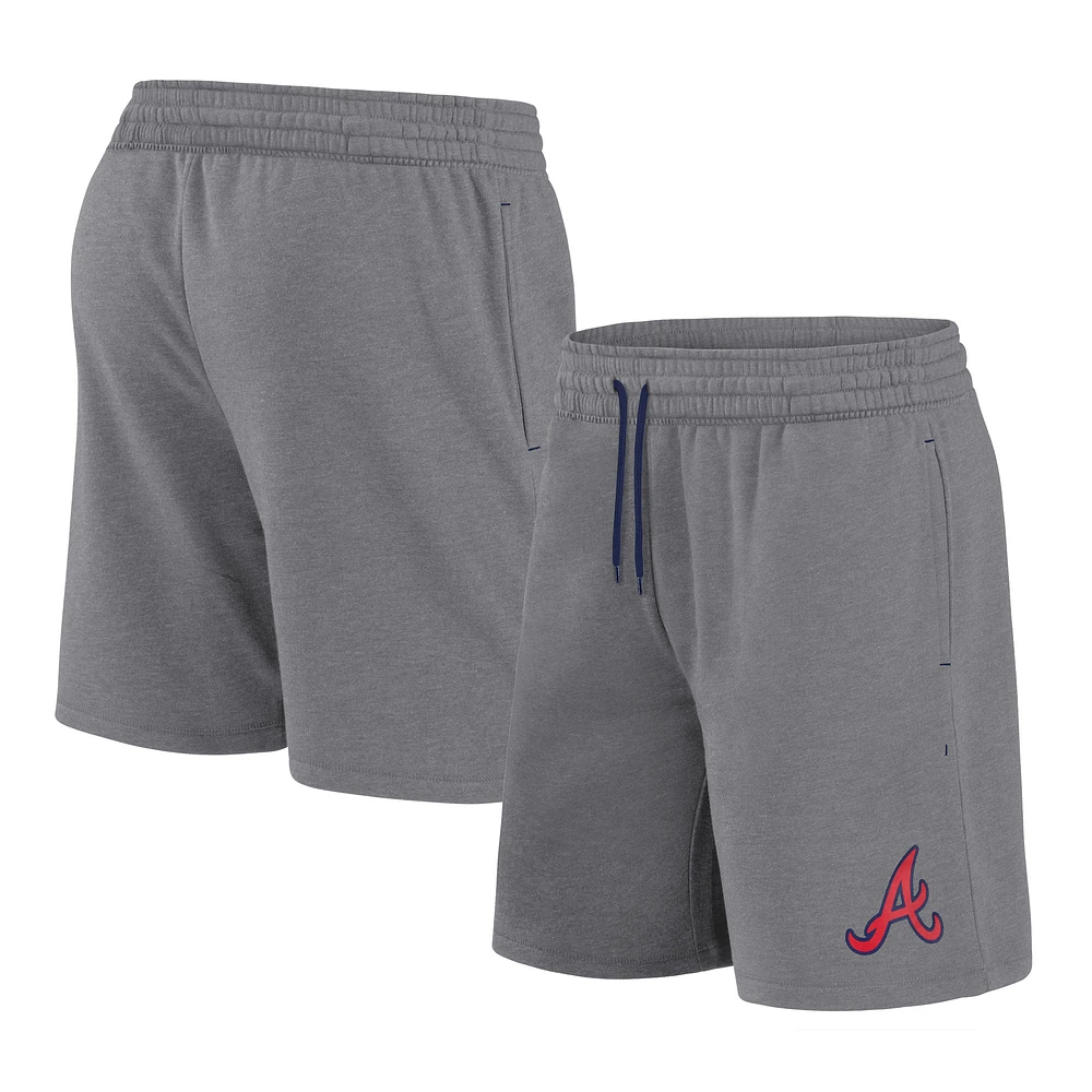 Men's Fanatics Heather Gray Atlanta Braves Logo Shorts