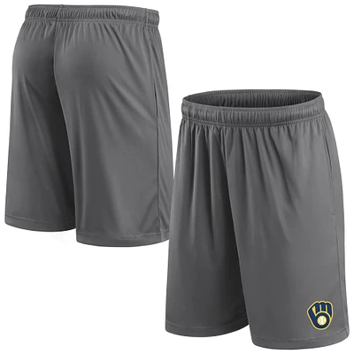 Men's Fanatics Gray Milwaukee Brewers Primary Logo Shorts