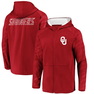 Men's Fanatics Crimson Oklahoma Sooners Iconic Embossed Defender Full-Zip Hoodie