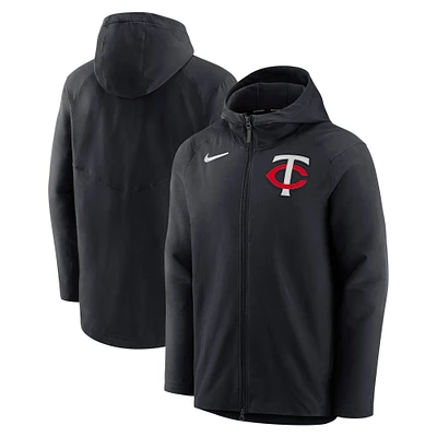 Men's Nike Black Minnesota Twins Authentic Collection Player Therma Full-Zip Hoodie