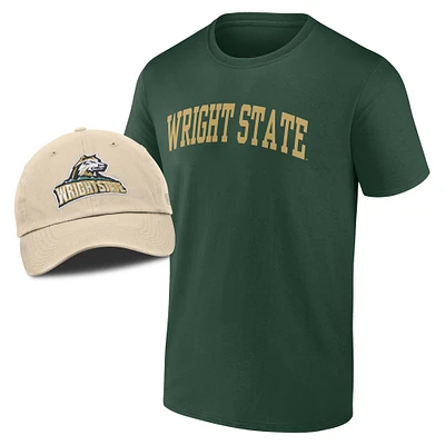 Men's Hunter Green/Tan Wright State Raiders T-Shirt & Adjustable Hat Combo Pack
