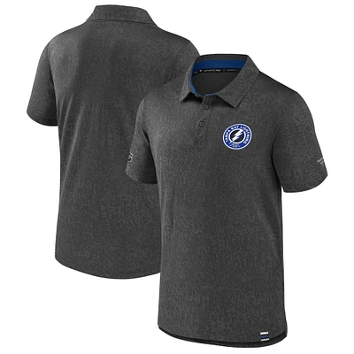 Men's Fanatics Black Tampa Bay Lightning Authentic Pro Jacquard Polo
