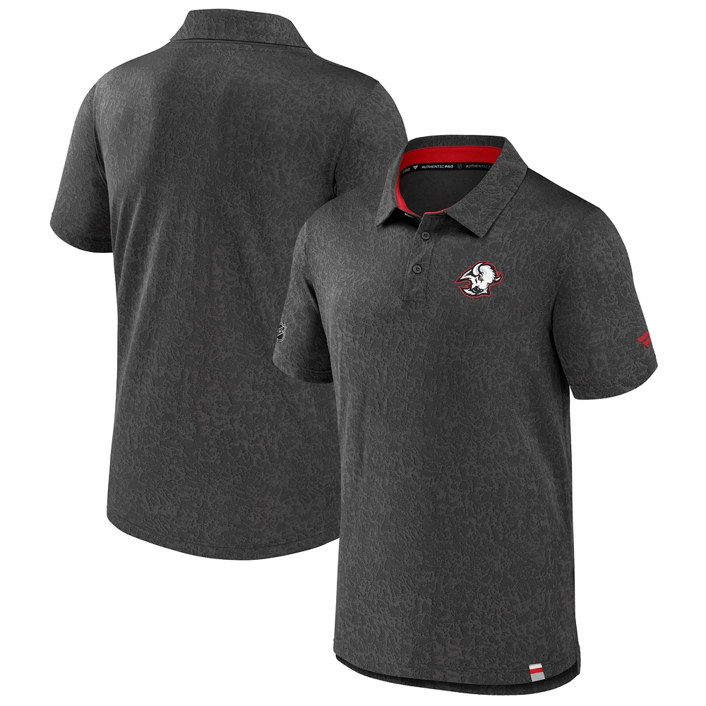 Men's Fanatics Black Buffalo Sabres Authentic Pro Jacquard Polo