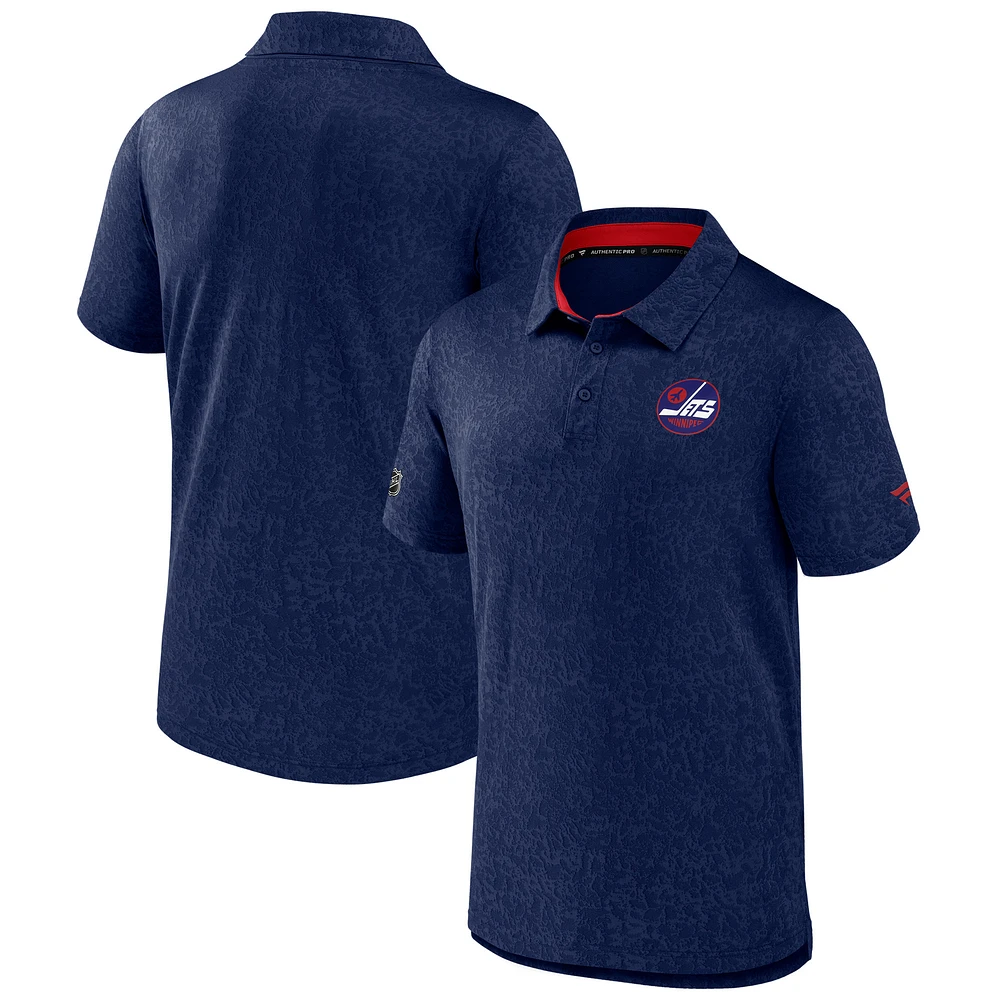 Men's Fanatics Navy Winnipeg Jets Jacquard Polo