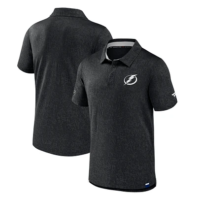 Men's Fanatics Black Tampa Bay Lightning Authentic Pro Jacquard Polo