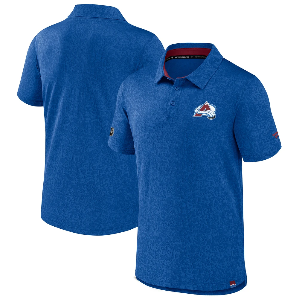 Men's Fanatics Blue Colorado Avalanche Authentic Pro Jacquard Polo