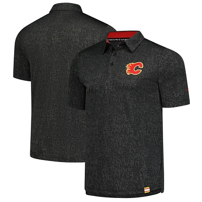 Men's Fanatics Black Calgary Flames Authentic Pro Jacquard Polo