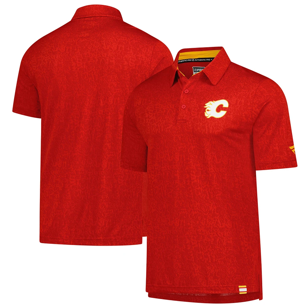 Men's Fanatics Calgary Flames Authentic Pro Jacquard Polo