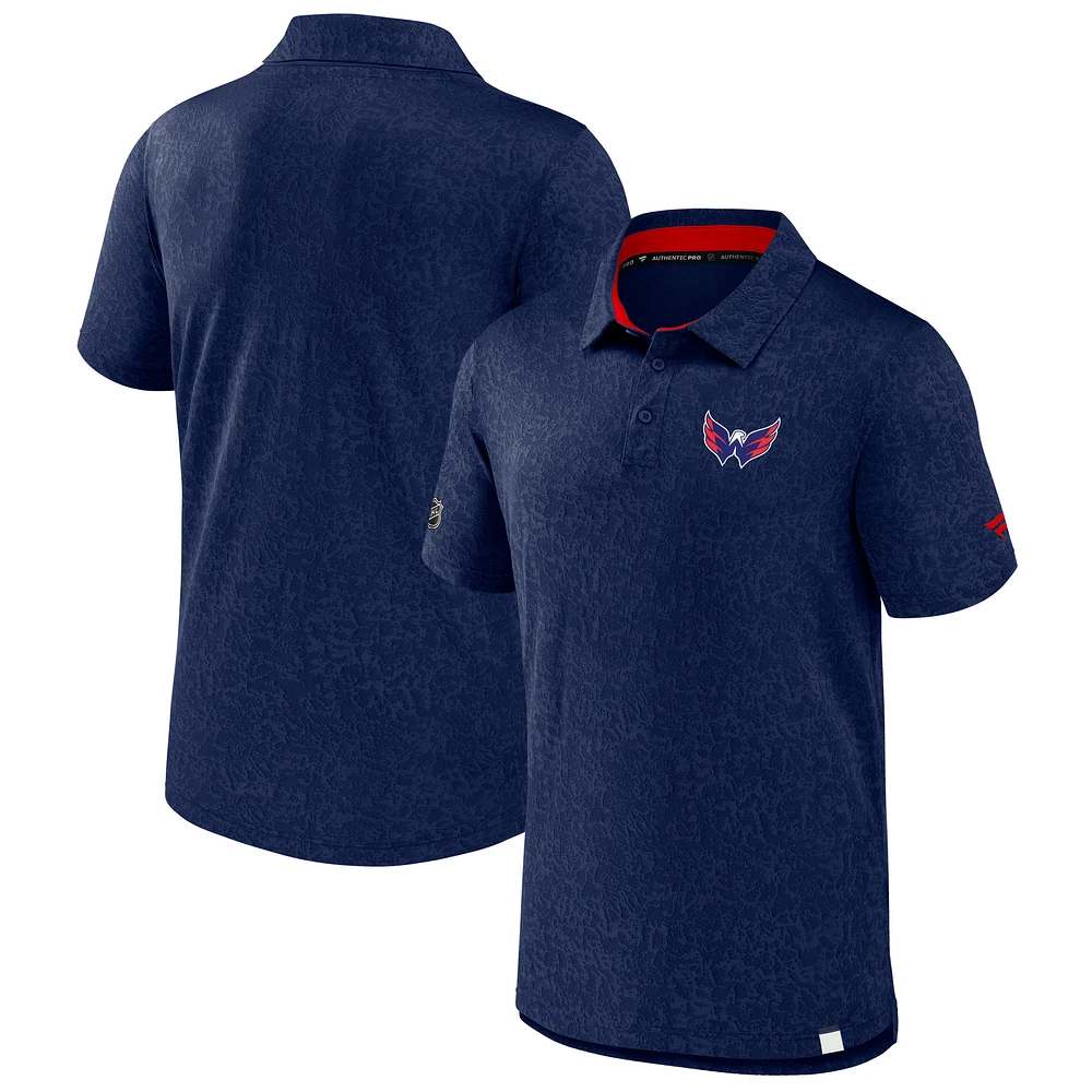 Men's Fanatics Navy Washington Capitals Authentic Pro Jacquard Polo