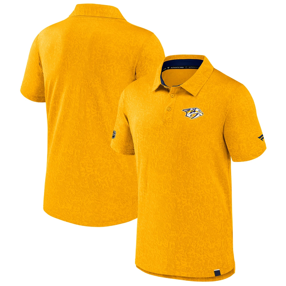 Men's Fanatics Gold Nashville Predators Authentic Pro Jacquard Polo