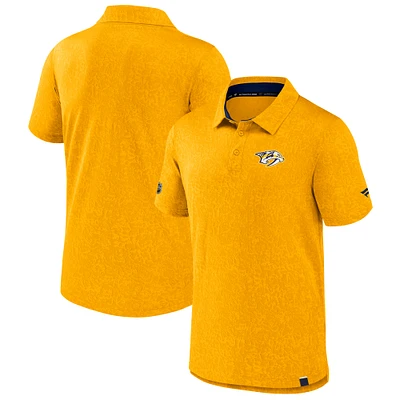 Men's Fanatics Gold Nashville Predators Authentic Pro Jacquard Polo
