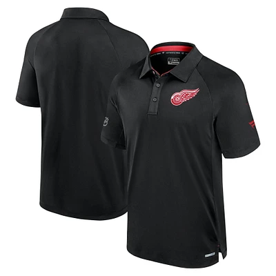 Men's Fanatics Black Detroit Red Wings Authentic Pro Rink Raglan Polo