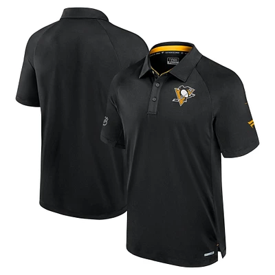 Men's Fanatics Black Pittsburgh Penguins Authentic Pro Rink Raglan Polo
