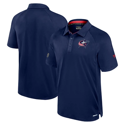 Men's Fanatics Navy Columbus Blue Jackets Authentic Pro Rink Raglan Polo