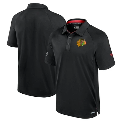 Men's Fanatics Black Chicago Blackhawks Authentic Pro Rink Raglan Polo