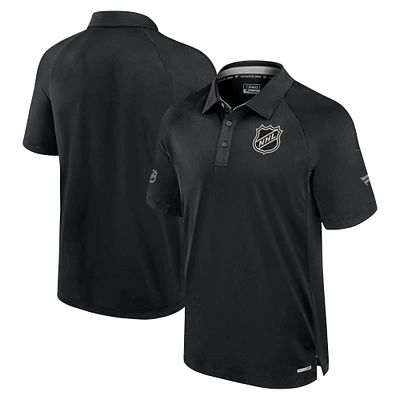 Men's Fanatics Black NHL Authentic Pro Rink Raglan Polo