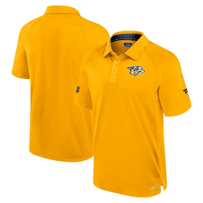 Men's Fanatics Gold Nashville Predators Authentic Pro Rink Raglan Polo