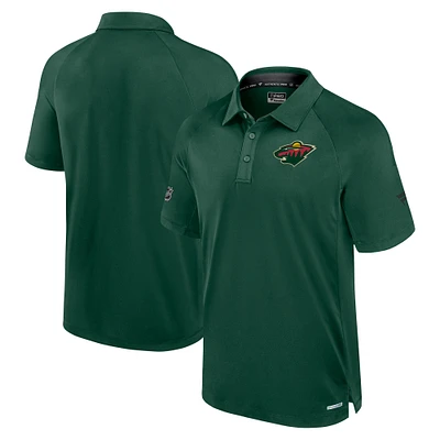 Men's Fanatics Green Minnesota Wild Authentic Pro Rink Raglan Polo
