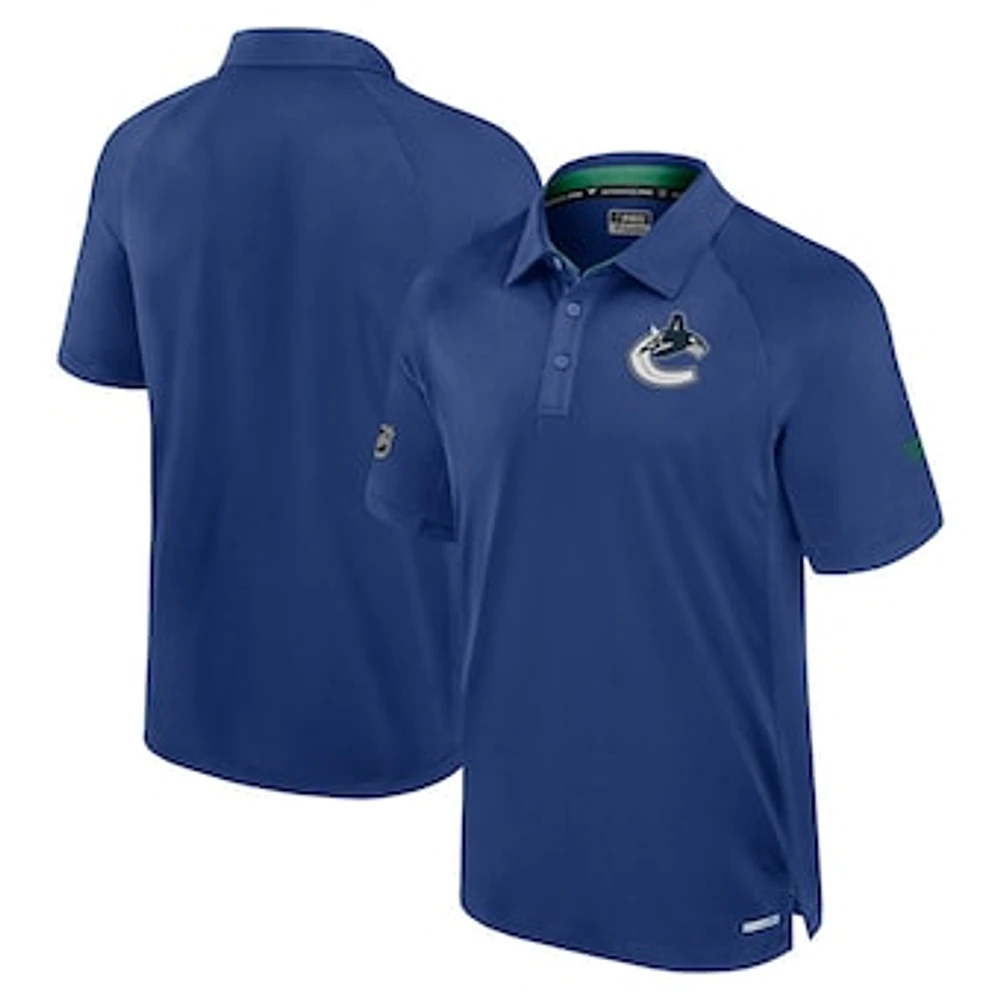 Men's Fanatics Blue Vancouver Canucks Authentic Pro Rink Raglan Polo