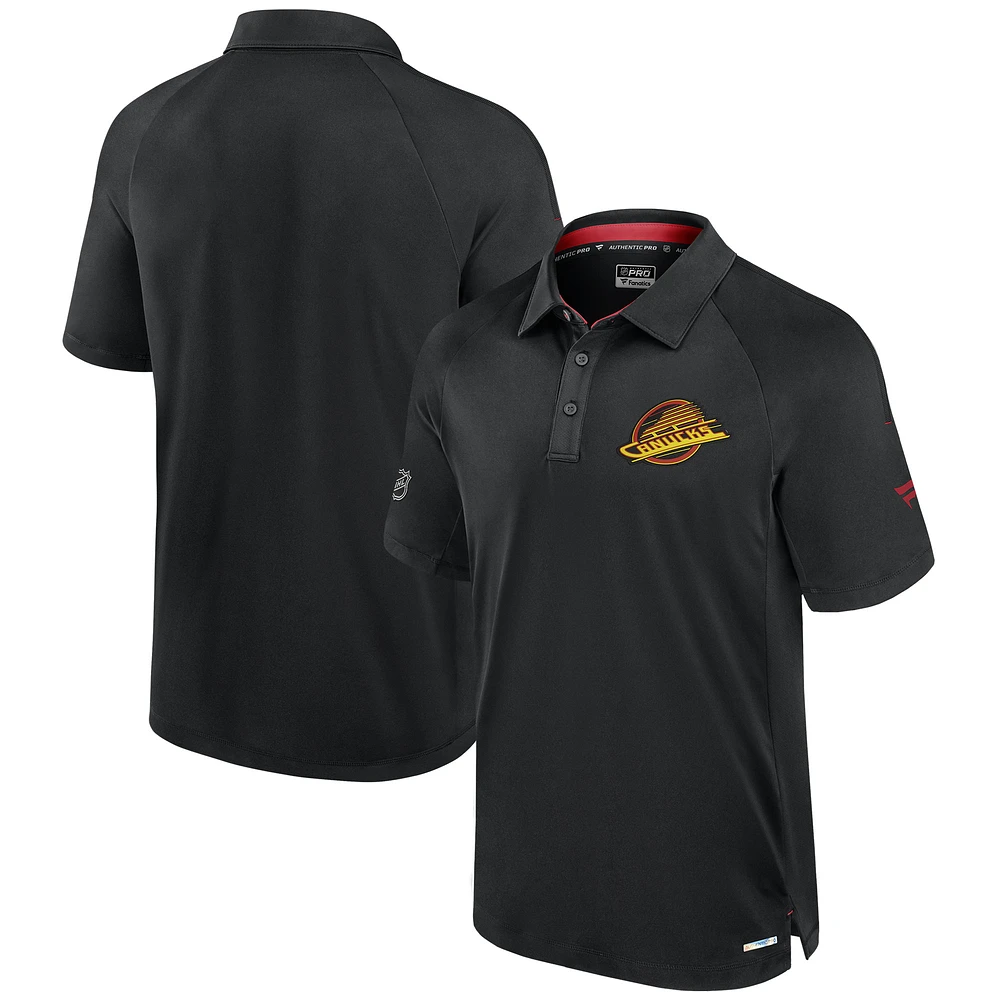 Men's Fanatics Black Vancouver Canucks Authentic Pro Polo