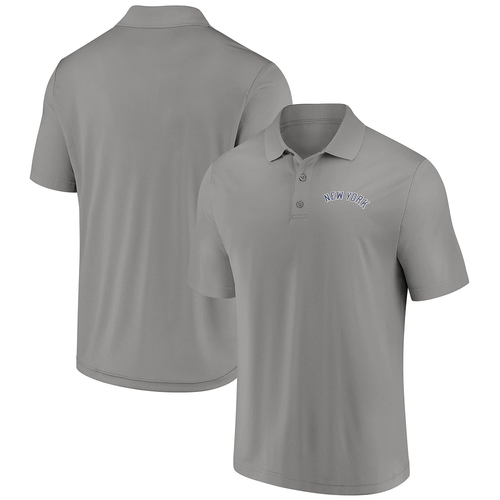 Men's Fanatics Gray New York Yankees Logo Polo