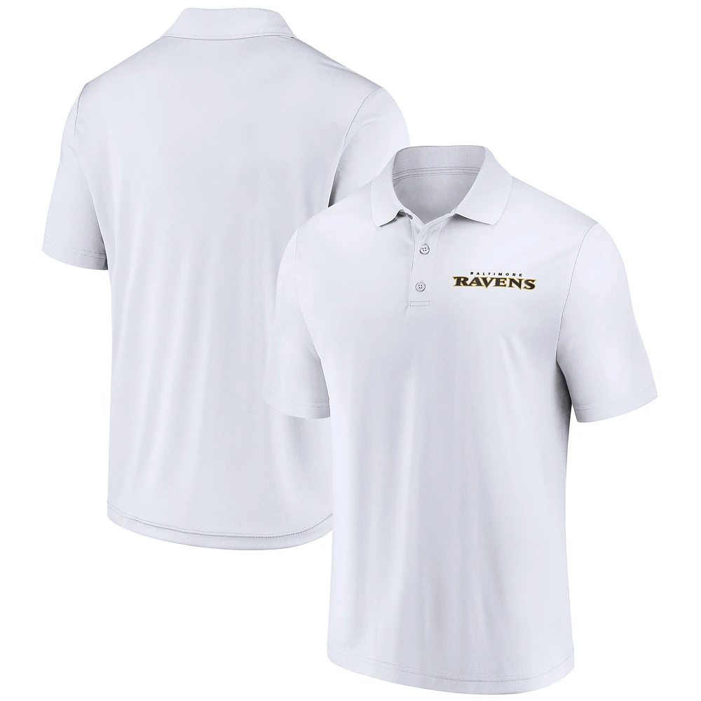 Men's Fanatics White Baltimore Ravens Lockup Polo