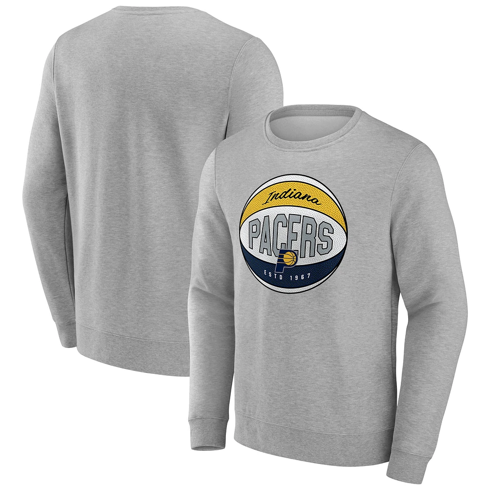 Men's Fanatics Gray Indiana Pacers True Classics Hard Color Fleece Pullover Sweatshirt