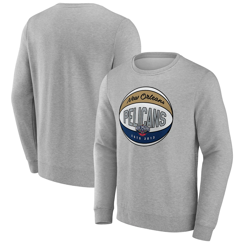 Men's Fanatics Gray New Orleans Pelicans True Classics Hard Color Fleece Pullover Sweatshirt