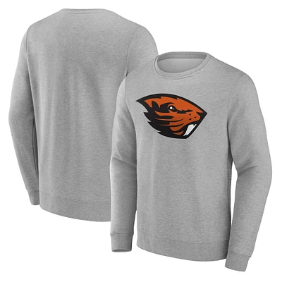 Men's Fanatics Gray Oregon State Beavers Applique Fleece Pullover Sweatshirt