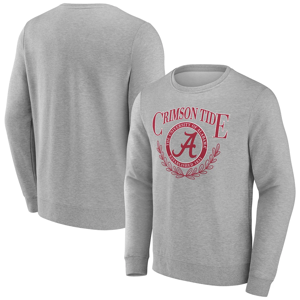 Men's Fanatics Heather Gray Alabama Crimson Tide Laurel Classic Fleece Pullover Sweatshirt
