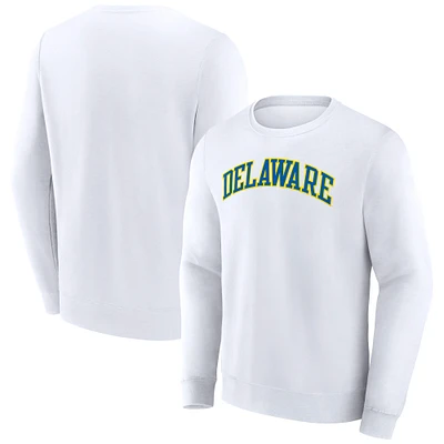 Men's Fanatics White Delaware Fightin' Blue Hens Short Name Pullover Sweatshirt
