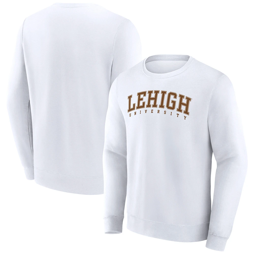 Men's Fanatics White Lehigh Mountain Hawks Short Name Pullover Sweatshirt